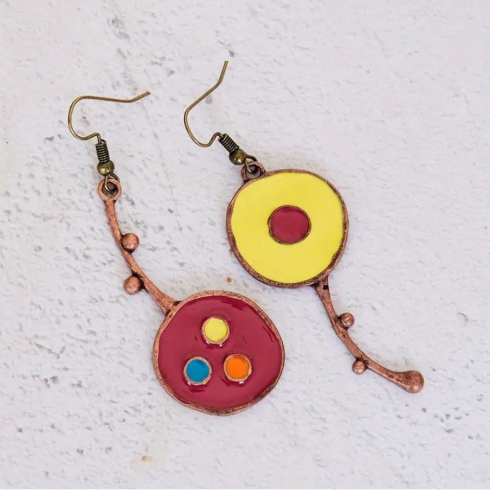 New!! Boho Asymmetric Colorful Abstract Dangle Earrings